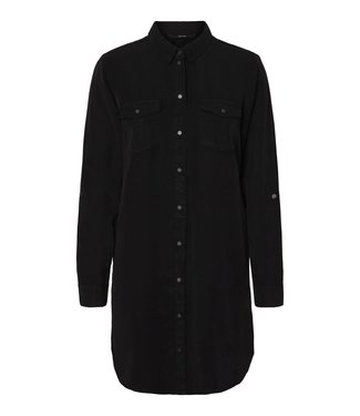 VERO MODA CURVE VMSILLACURVE LS LONG SHIRT BLACK - NOOS