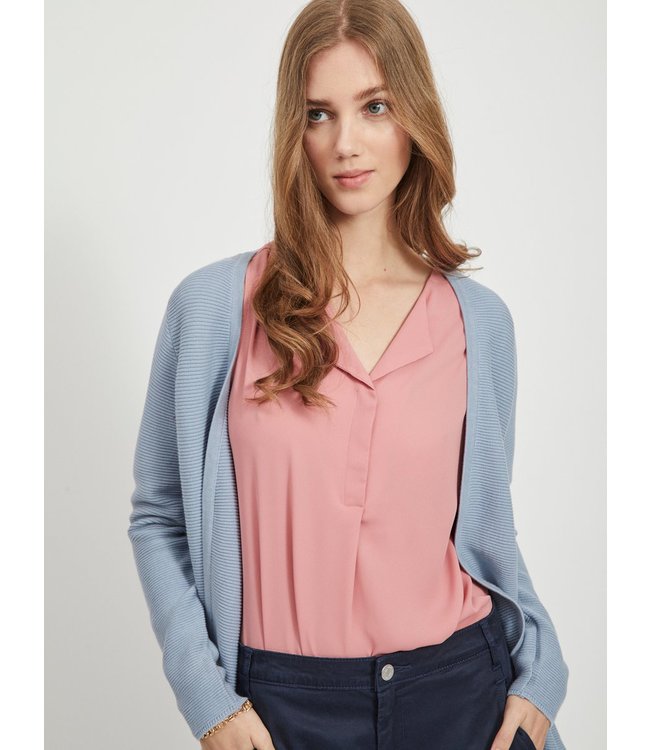 VILA VILALAINE KNIT L/S LONG CARDIGAN ASHLEY BLUE
