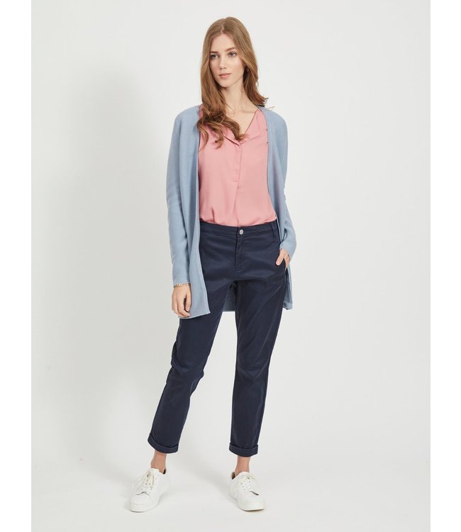 VILA VILALAINE KNIT L/S LONG CARDIGAN ASHLEY BLUE