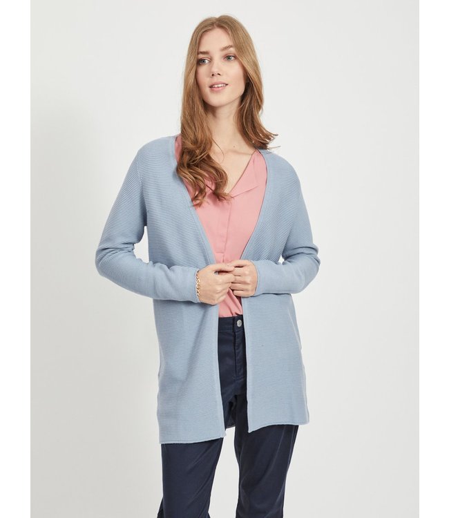 VILA VILALAINE KNIT L/S LONG CARDIGAN ASHLEY BLUE