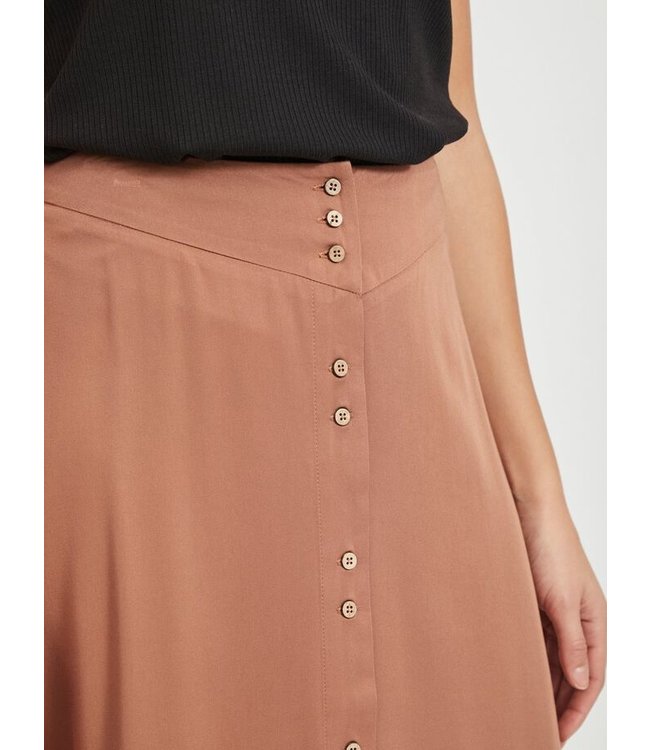 VILA VIMOROSE HW BUTTON MIDI SKIRT/SU RAWHIDE
