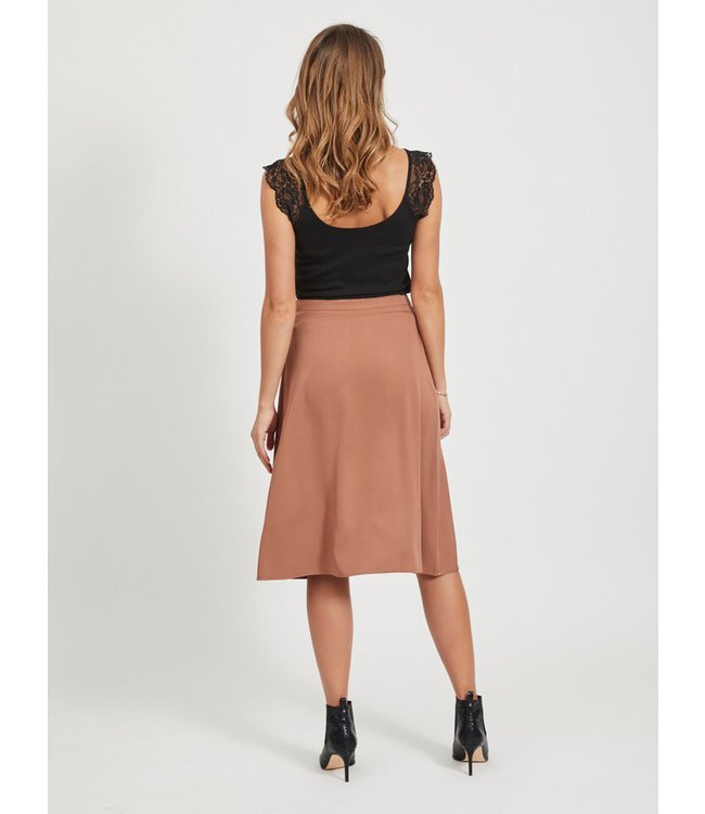 VILA VIMOROSE HW BUTTON MIDI SKIRT/SU RAWHIDE