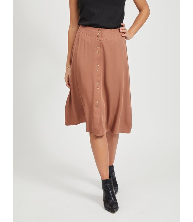VILA VIMOROSE HW BUTTON MIDI SKIRT/SU RAWHIDE