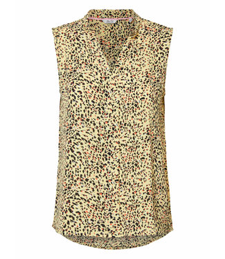 Petrol Mouwloze Blouse Animal Mellow yellow