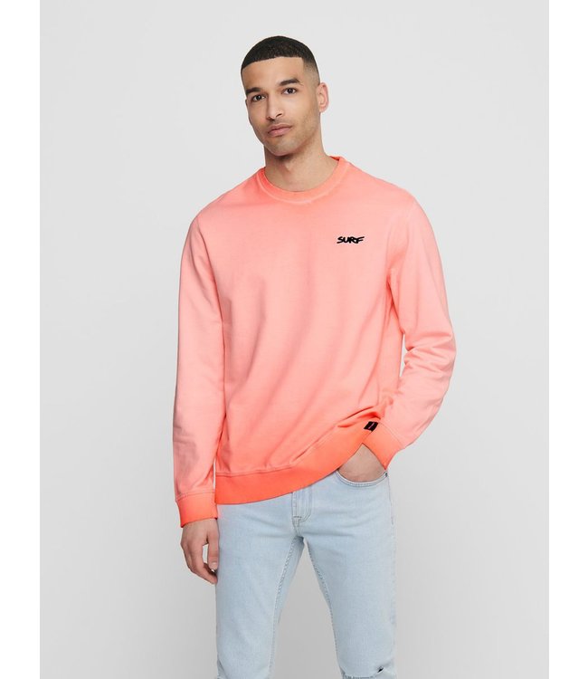 Only & Sons onsSURREY NEON CREW NECK SWEAT SHOCKING ORANGE