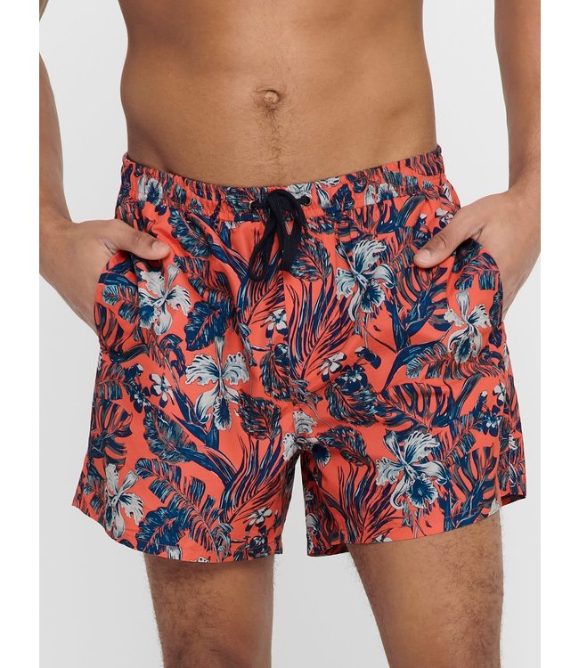Only & Sons ONSTED SWIM AOP2 GD 6137 HOT CORAL
