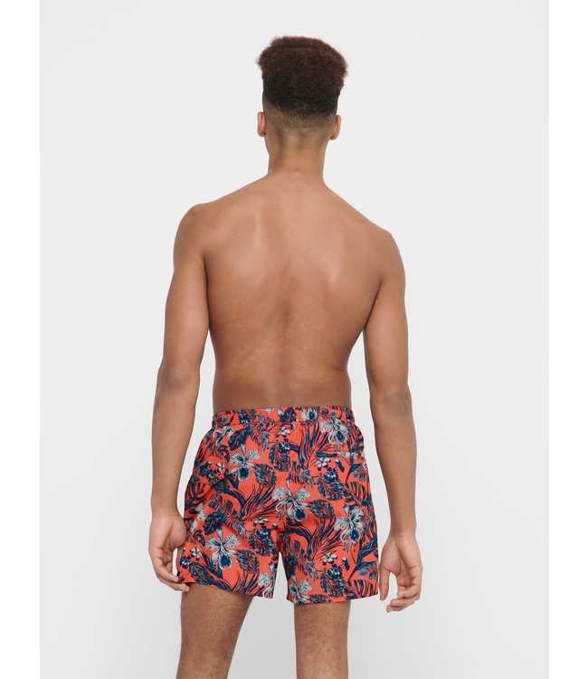 Only & Sons ONSTED SWIM AOP2 GD 6137 HOT CORAL