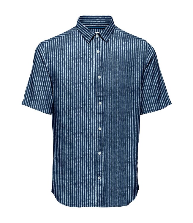 Only & Sons ONSCAIDEN SS HERRINGBONE STRIPE SHIRT AQUATIC