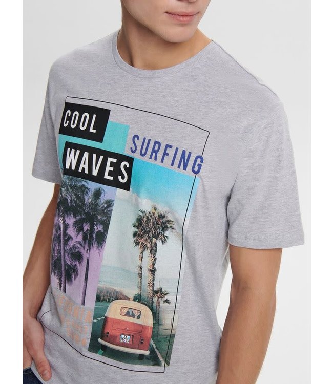 Only & Sons ONSCAM SLIM SS TEE LIGHT GREY MELANGE