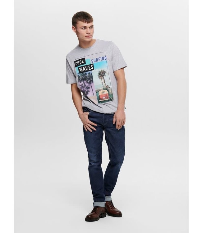 Only & Sons ONSCAM SLIM SS TEE LIGHT GREY MELANGE