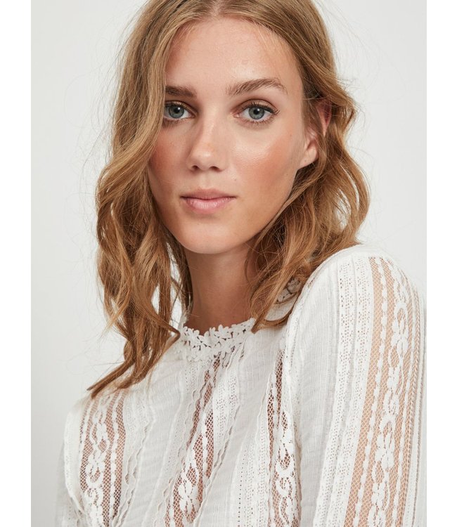 VILA VIOPSA L/S LACE TOP/DES CLOUD DANCER