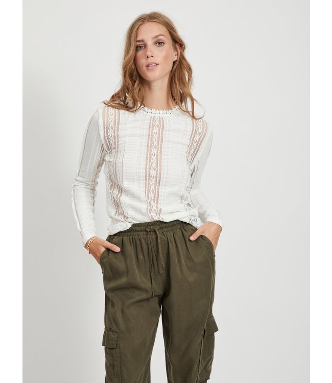 VILA VIOPSA L/S LACE TOP/DES CLOUD DANCER