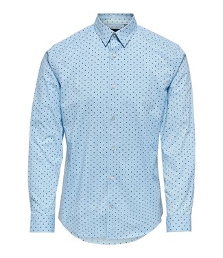 Only & Sons ONSBART LIFE LS ORGANIC DOT SHIRT CASHMERE BLUE