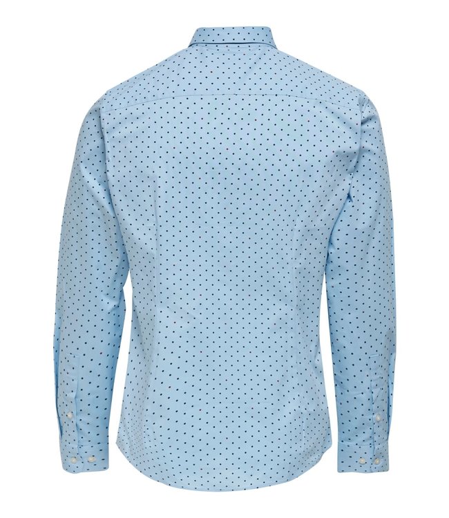 Only & Sons ONSBART LIFE LS ORGANIC DOT SHIRT CASHMERE BLUE