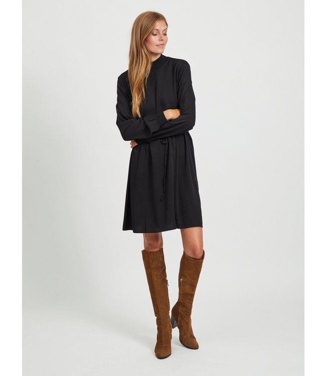 VILA VIVANIA SMOCK L/S DRESS/SU BLACK