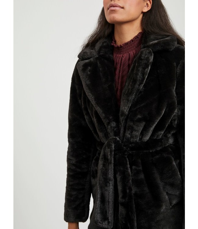 VILA VIBODA NEW FAUX FUR COAT/PB/SU BLACK