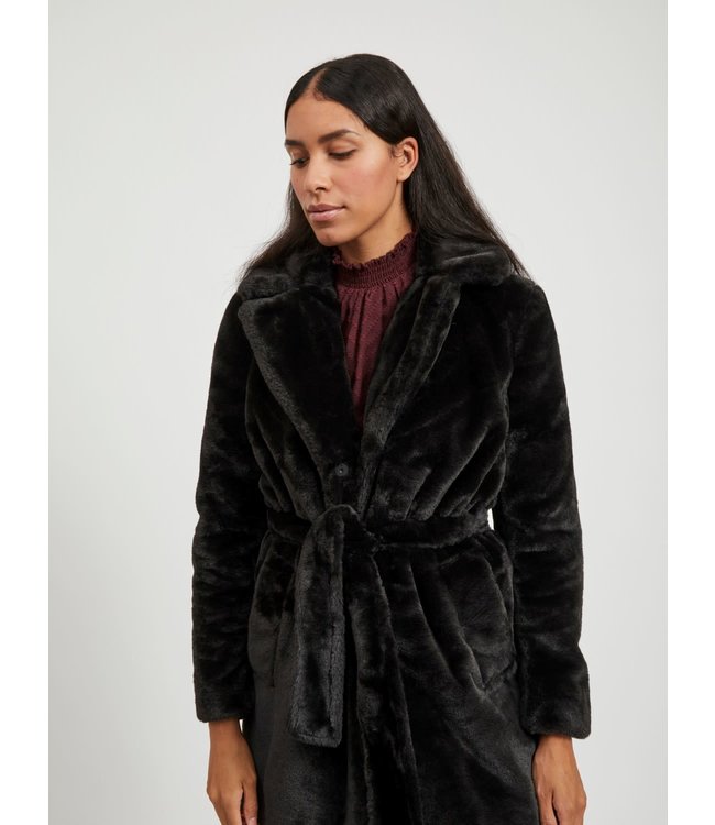 VILA VIBODA NEW FAUX FUR COAT/PB/SU BLACK