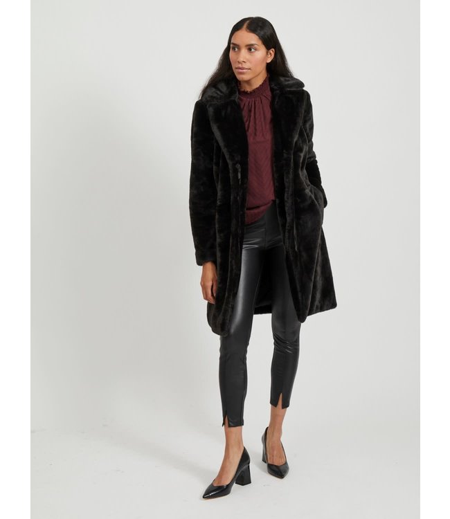 VILA VIBODA NEW FAUX FUR COAT/PB/SU BLACK