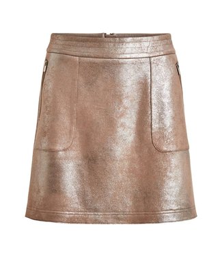 VILA VIMALLIES HW SHORT FOIL SKIRT Toffee/WARM SILVER