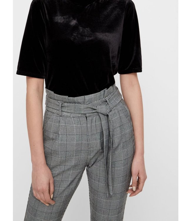 VERO MODA CURVE VMALLINA HR CHECK PAPERBAG CURVE BLACK CHECKS