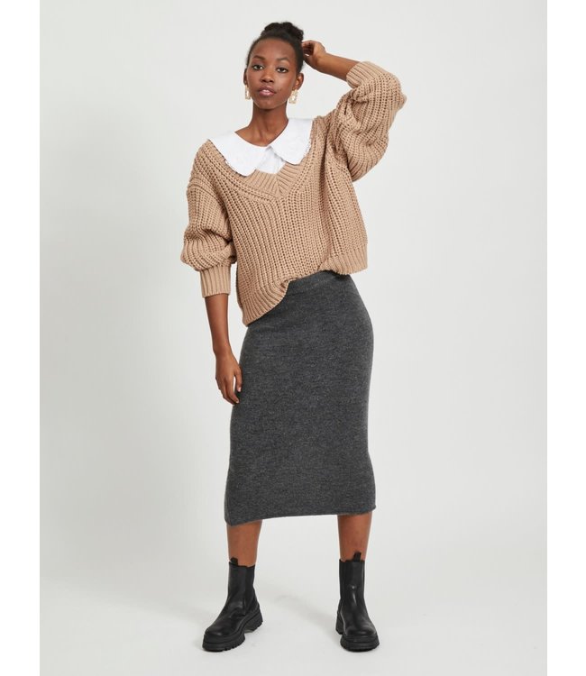 VILA VIJEAMINE KNIT HW MIDI SKIRT/SU/DES