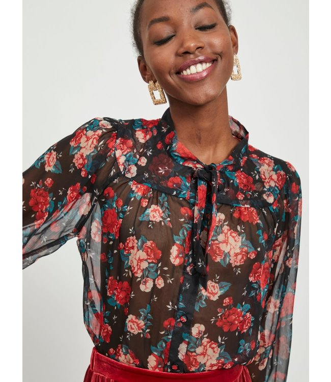 VILA VIBROOKLY L/S TOP/DC/SU FLOWER JESTER