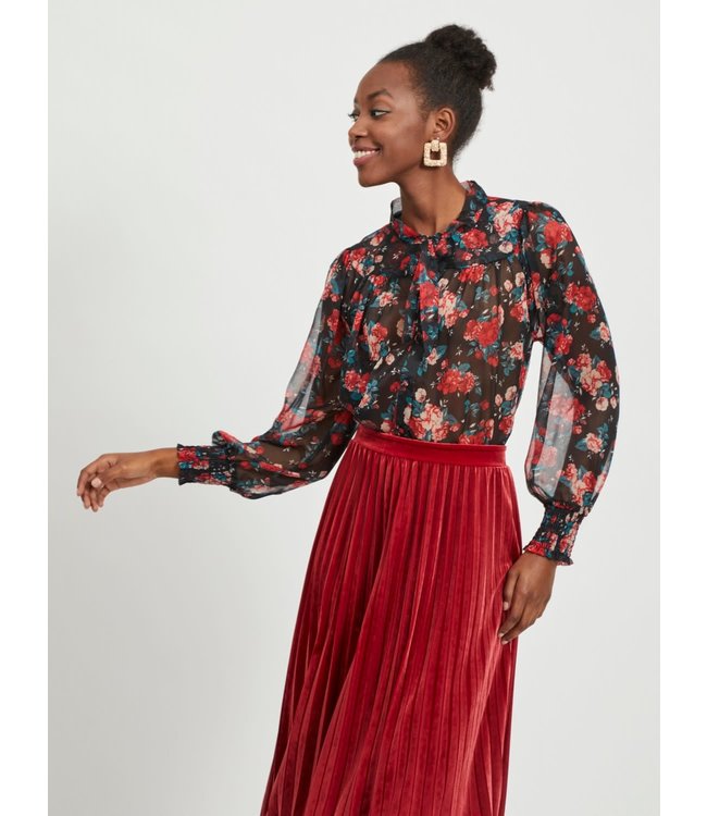 VILA VIBROOKLY L/S TOP/DC/SU FLOWER JESTER