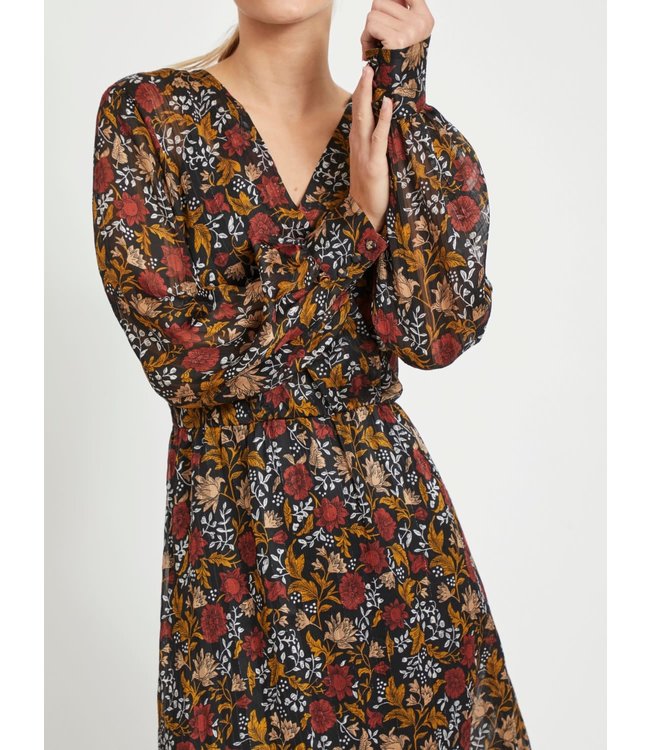 VILA VIPADRIG L/S MEDI DRESS FLOWER/BLACK