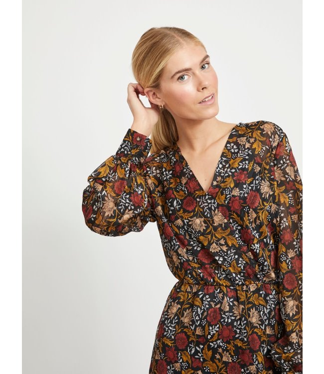 VILA VIPADRIG L/S MEDI DRESS FLOWER/BLACK