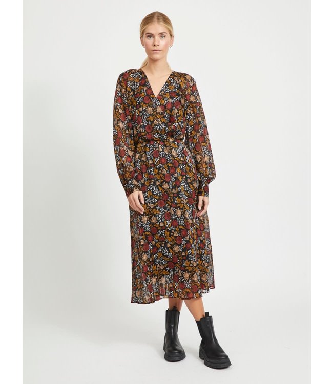 VILA VIPADRIG L/S MEDI DRESS FLOWER/BLACK