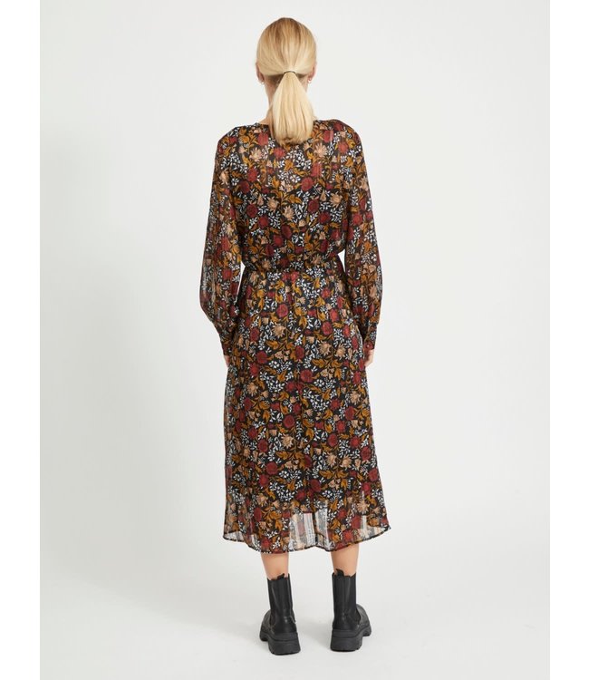 VILA VIPADRIG L/S MEDI DRESS FLOWER/BLACK