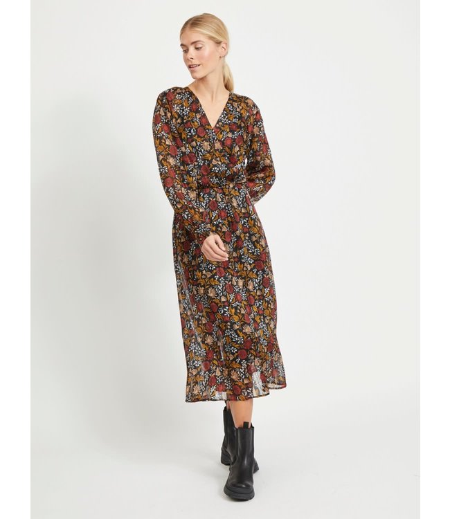 VILA VIPADRIG L/S MEDI DRESS FLOWER/BLACK