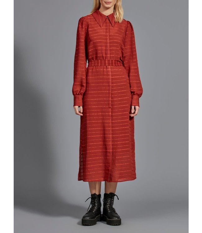 VILA VIRENIA L/S SHIRT DRESS BURN HENNA