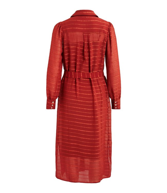 VILA VIRENIA L/S SHIRT DRESS BURN HENNA