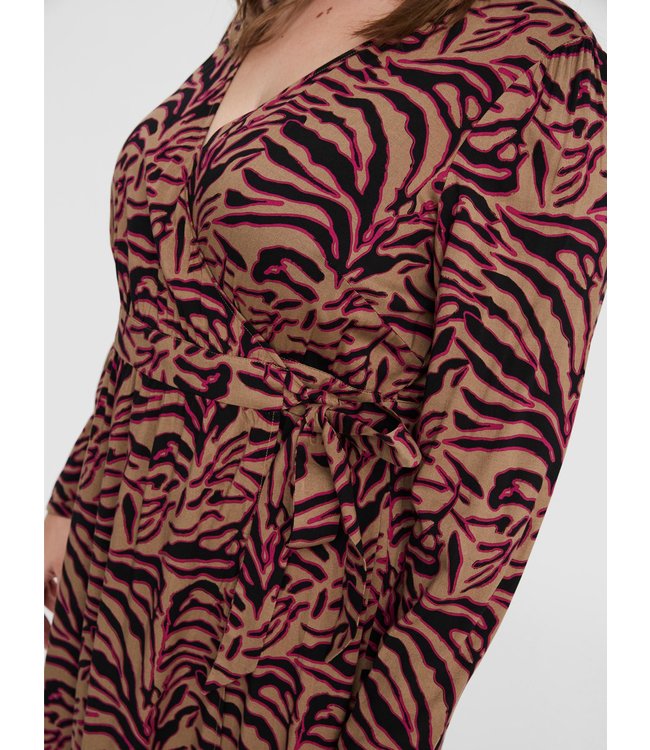 VERO MODA CURVE Vmallisa LS Midi Dress Festival Fuchsia