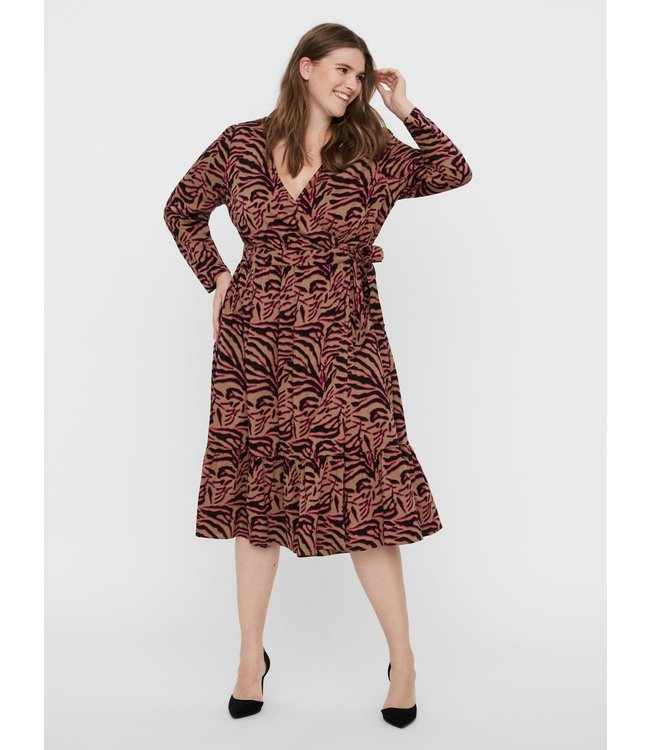 VERO MODA CURVE Vmallisa LS Midi Dress Festival Fuchsia