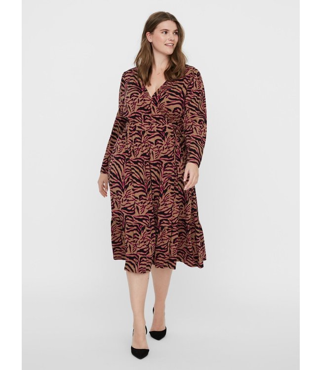 VERO MODA CURVE Vmallisa LS Midi Dress Festival Fuchsia