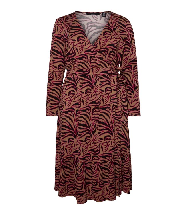 VERO MODA CURVE Vmallisa LS Midi Dress Festival Fuchsia