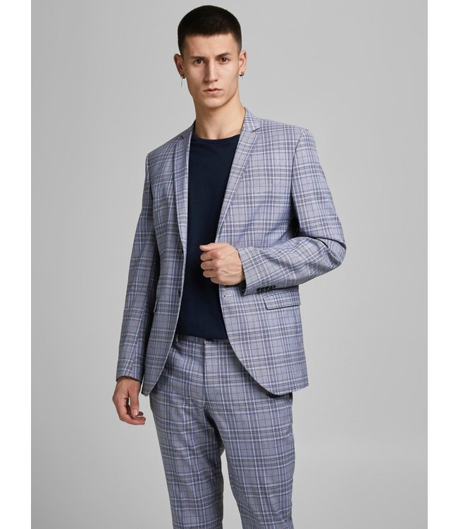 Jack & Jones JPRSOLARIS SPRING CHECK BLAZER B-12 GREY MELANGE