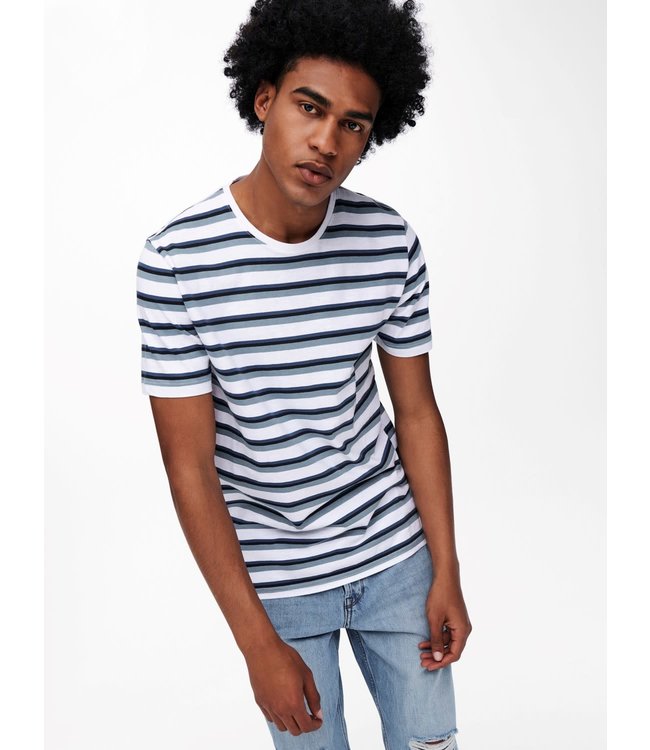 Only & Sons ONSTOMAS LIFE STRIPE SLIM SS NF 9656