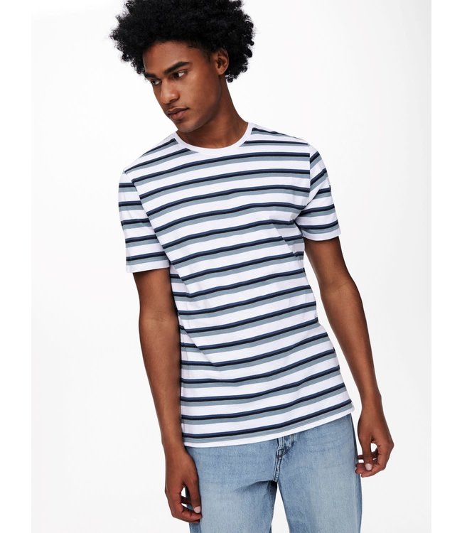 Only & Sons ONSTOMAS LIFE STRIPE SLIM SS NF 9656