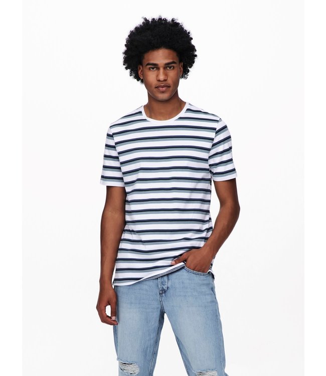 Only & Sons ONSTOMAS LIFE STRIPE SLIM SS NF 9656