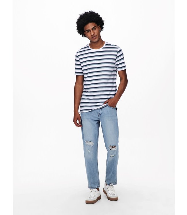 Only & Sons ONSTOMAS LIFE STRIPE SLIM SS NF 9656