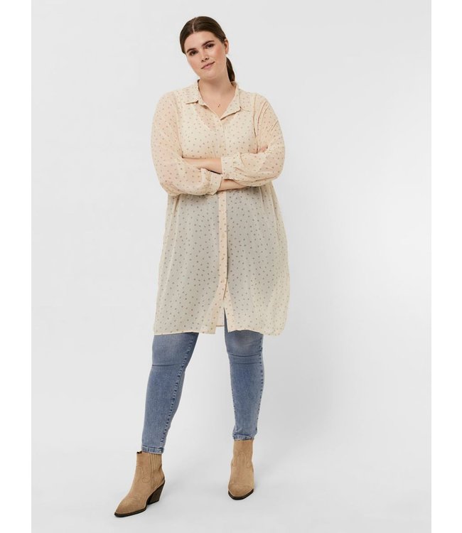 VERO MODA CURVE VMSANGRI LS MIDI SHIRT DRESS - K CURVE