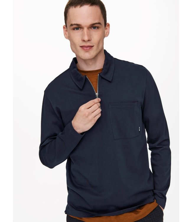 Only & Sons ONSVOLKER LIFE REG POCKET 1/4 ZIP LS TEE