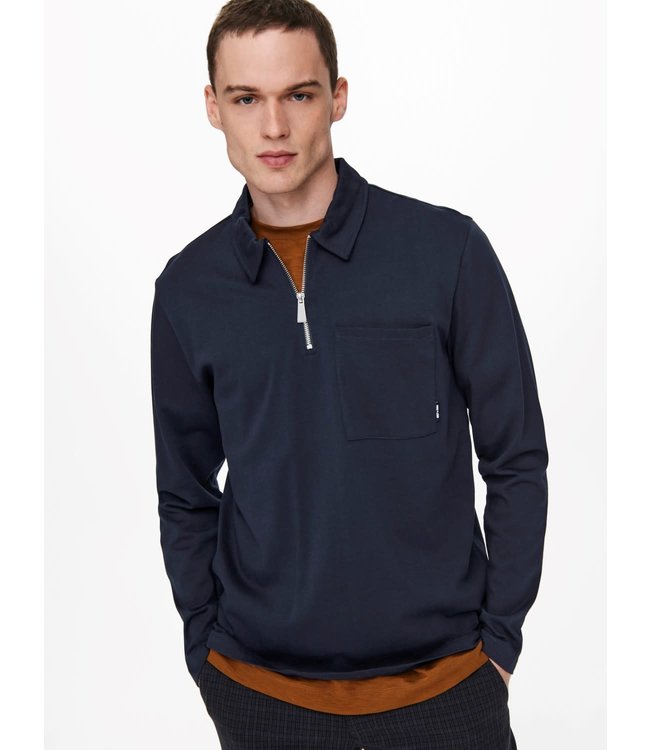 Only & Sons ONSVOLKER LIFE REG POCKET 1/4 ZIP LS TEE