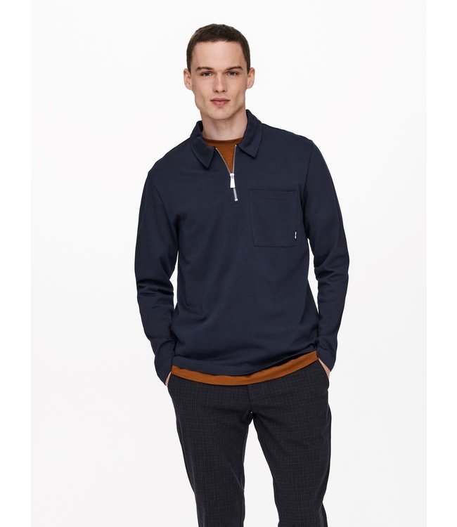 Only & Sons ONSVOLKER LIFE REG POCKET 1/4 ZIP LS TEE