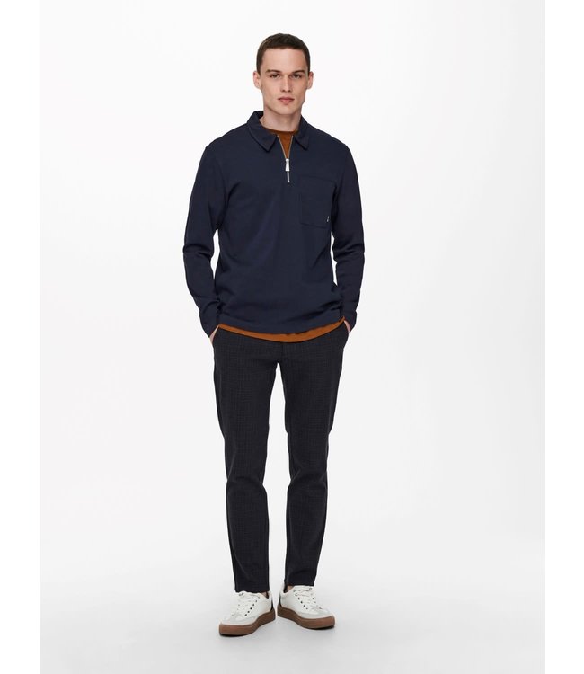 Only & Sons ONSVOLKER LIFE REG POCKET 1/4 ZIP LS TEE