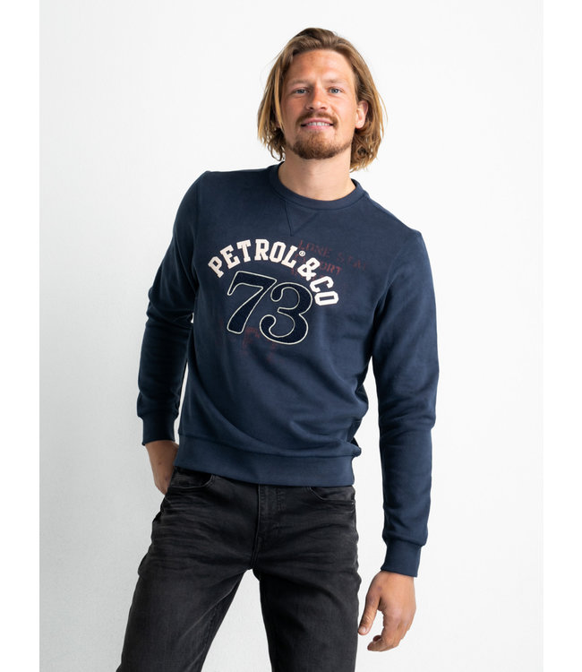 Petrol Men Sweater Round Neck Print
