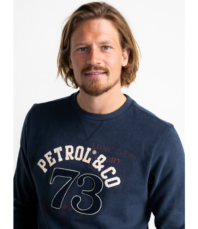 Petrol Men Sweater Round Neck Print